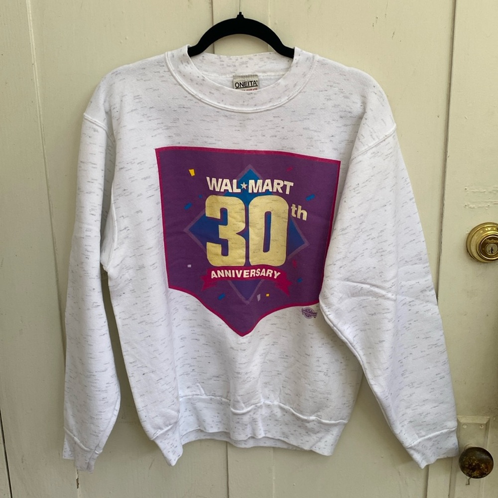 Deadstock Walmart 1992 Vtg Crewneck 50/50 Sweatshirt Large 30th Anniversary Grey